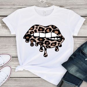 Leopard Dripping Lips Tshirt